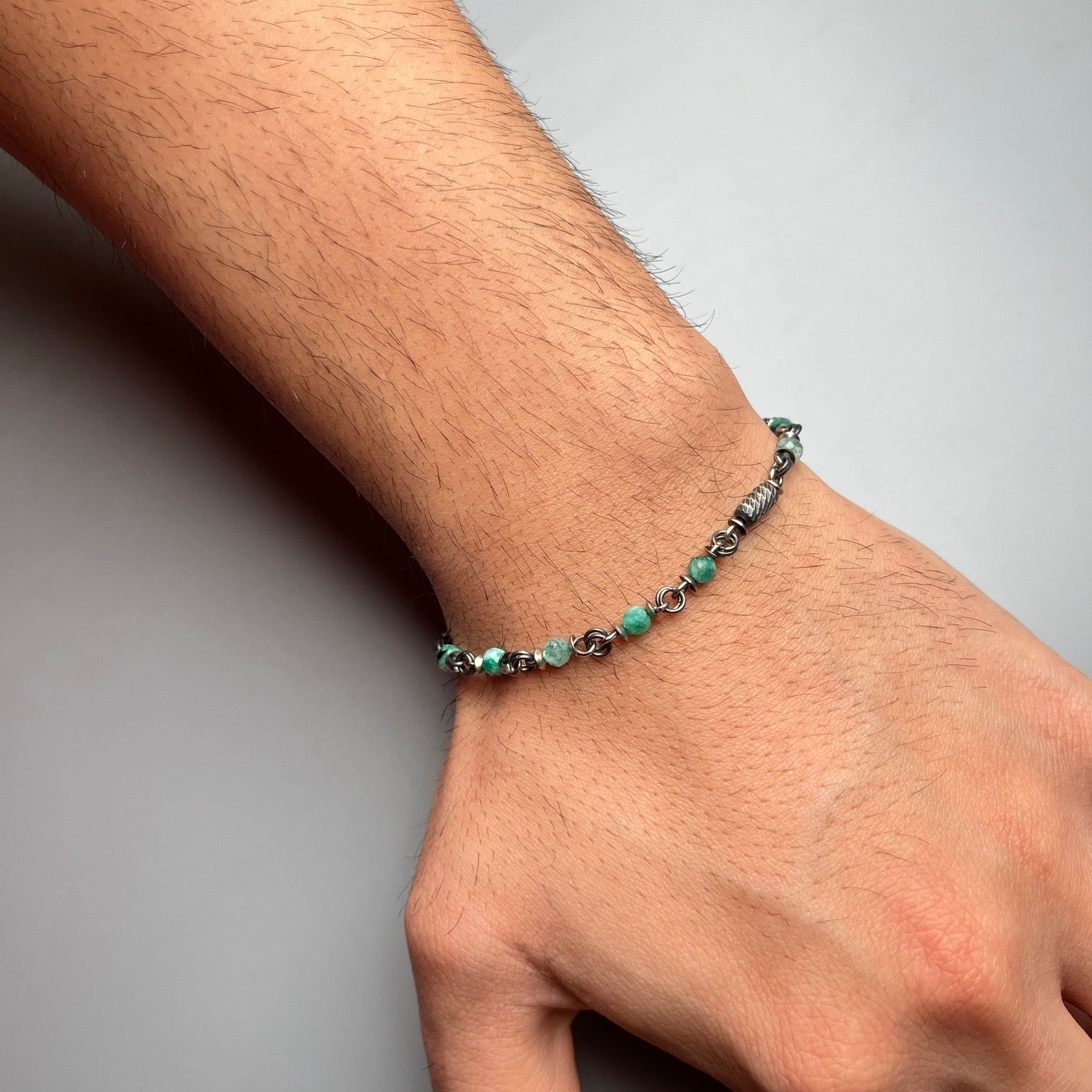 Mey Atelier Quavo Dark Silver & Green – Unisex Bileklik