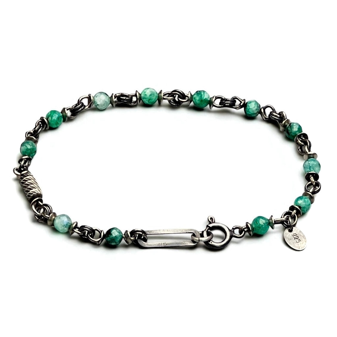 Mey Atelier Quavo Dark Silver & Green – Unisex Bileklik