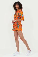 Eloshé Linen Short Jumpsuit Vibrant Orange JEDSSM102