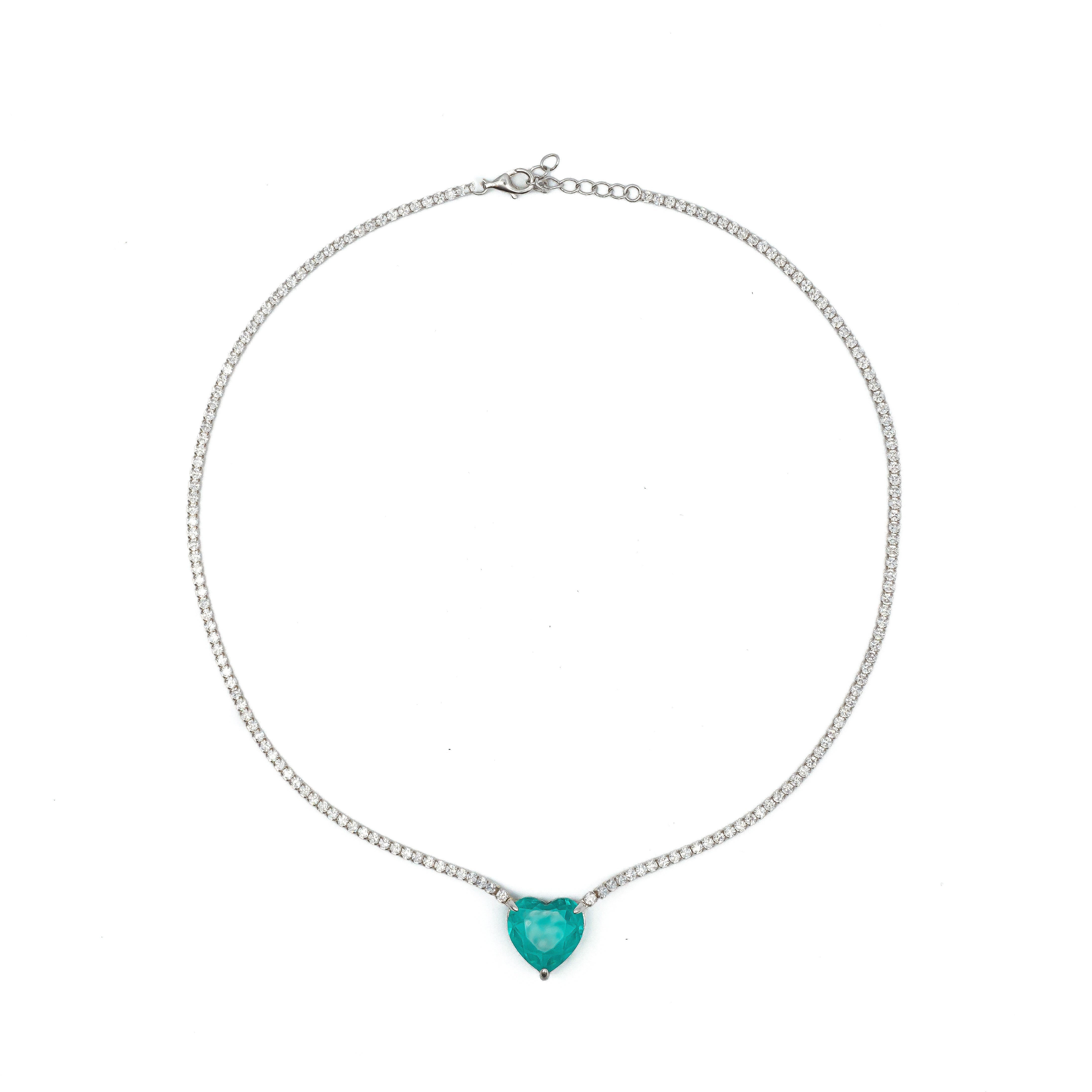 SooSilkyGems HEART TENNIS NECKLACE