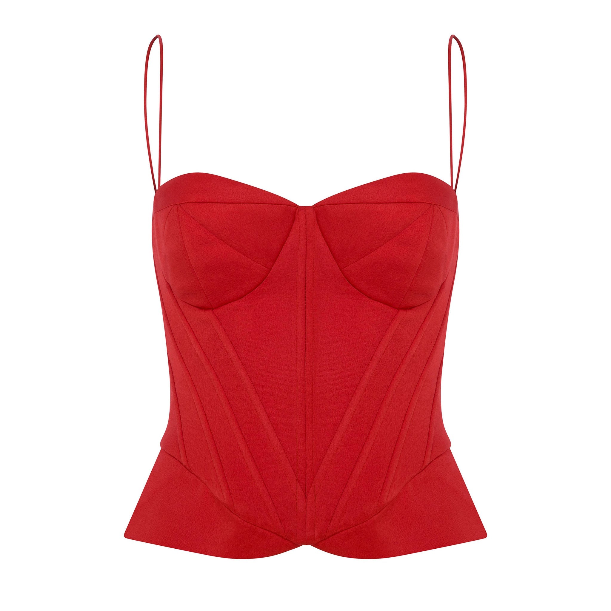 Esra Adıgüzel Carmine – Red Satin Bustier with Sweetheart Neckline and Underwire Detail