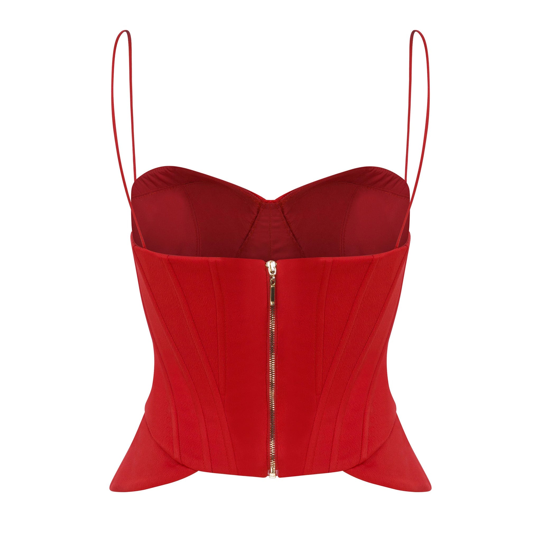 Esra Adıgüzel Carmine – Red Satin Bustier with Sweetheart Neckline and Underwire Detail