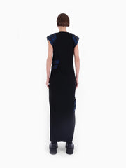 Knitology KNTLGY Black Taffeta Contrast Neck Long Dress