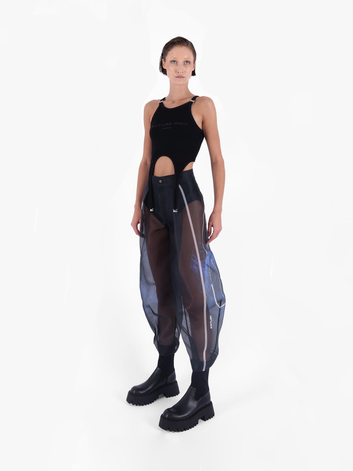 Knitology-TR KNTLGY BLACK HALTER NECK Tişört
