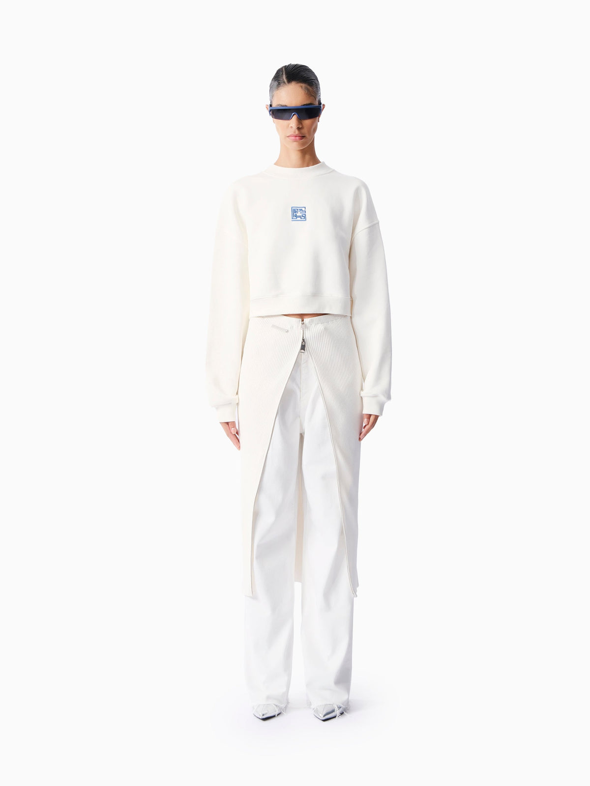 Knitology KNTLGY Everyday White Cropped Sweatshirt