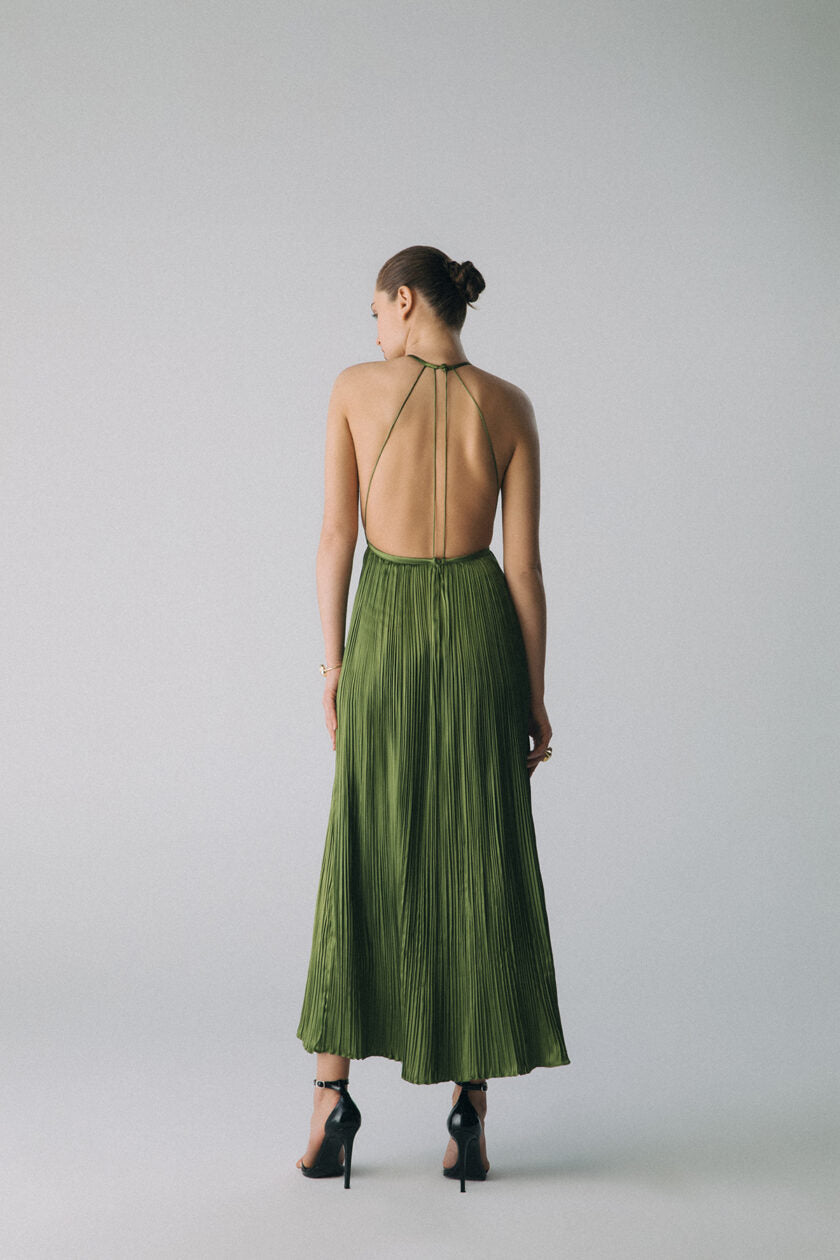 Esra Adıgüzel LINA – Halter Neck, Backless, Drape Detailed Midi Dress