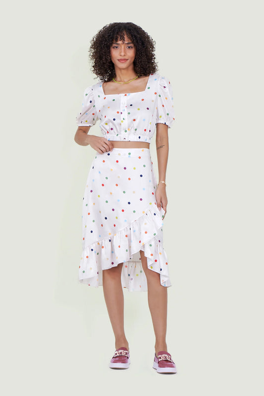 Eloshé Polka Dot Crop Top and Ruffle Skirt METPSM101