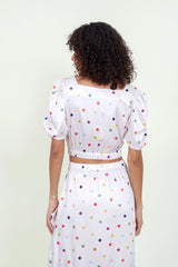 Eloshé Polka Dot Crop Top and Ruffle Skirt METPSM101
