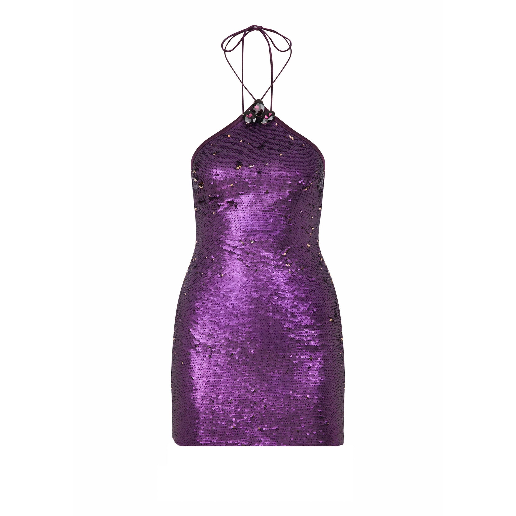 Esra Adıgüzel Nia – Double Sided Sequin Halter Neck Stone Detailed Dress
