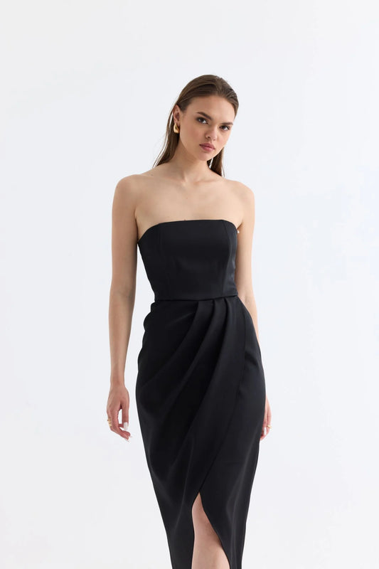 Manshet Bloom /Strapless Midi Length Evening Dress