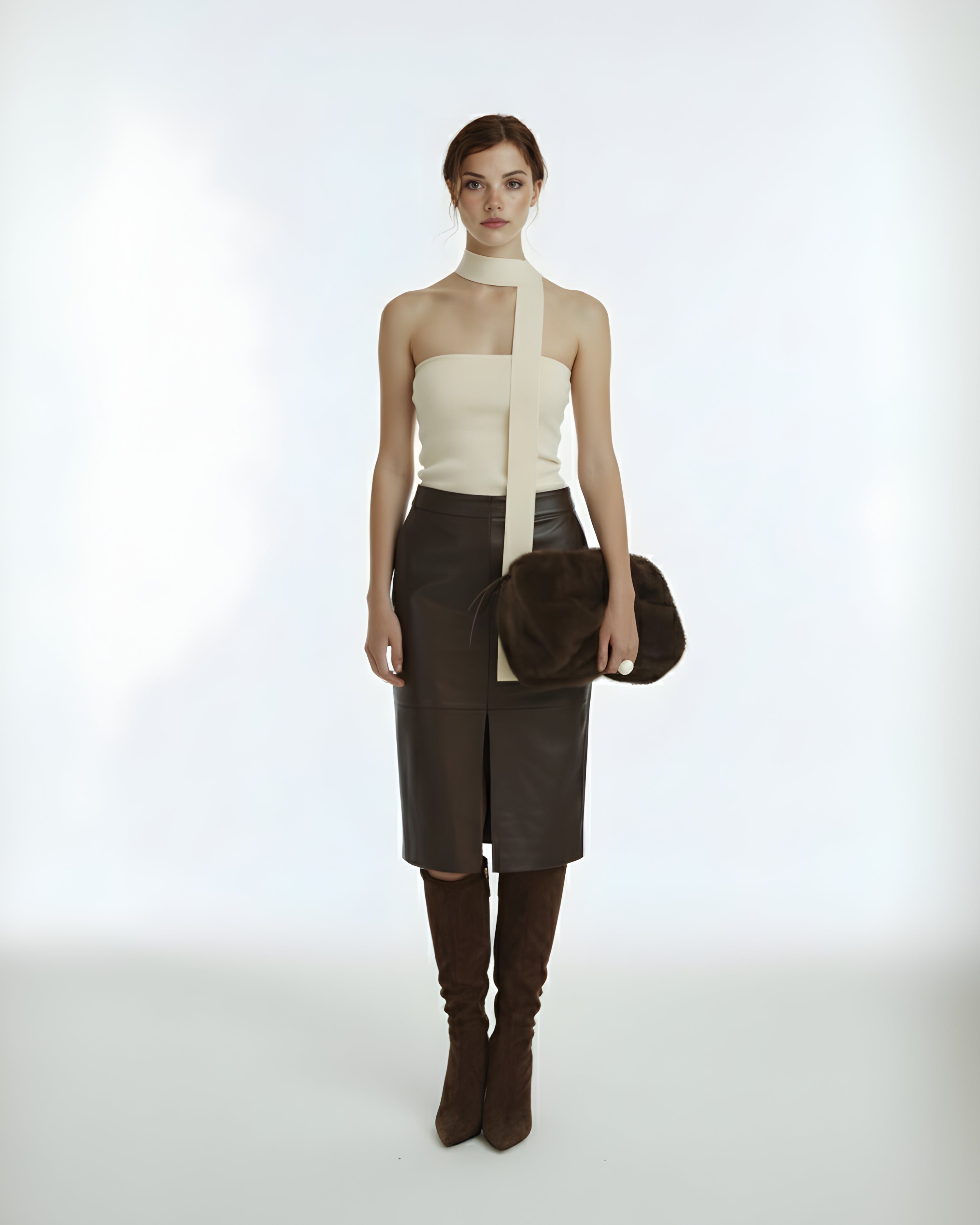 ROTCO OLERIA ECRU TOP – Knitwear Bustier with Tie Detail