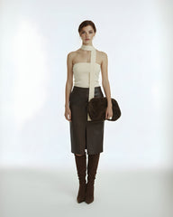 ROTCO OLERIA ECRU TOP – Knitwear Bustier with Tie Detail