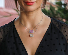 SooSilkyGems ALTIN ​​DİKDÖRTGEN RENK KOLYE