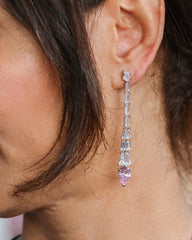 SooSilkyGems PINK DROP SOLITAIRE DANGLE EARRINGS