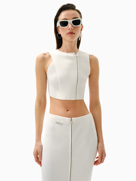 Knitology KNTLGY Zipped Knit Crop Top