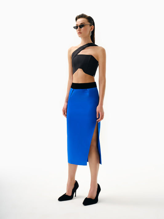 Knitology KNTLGY Opulent Blue Swirl Sateen Skirt