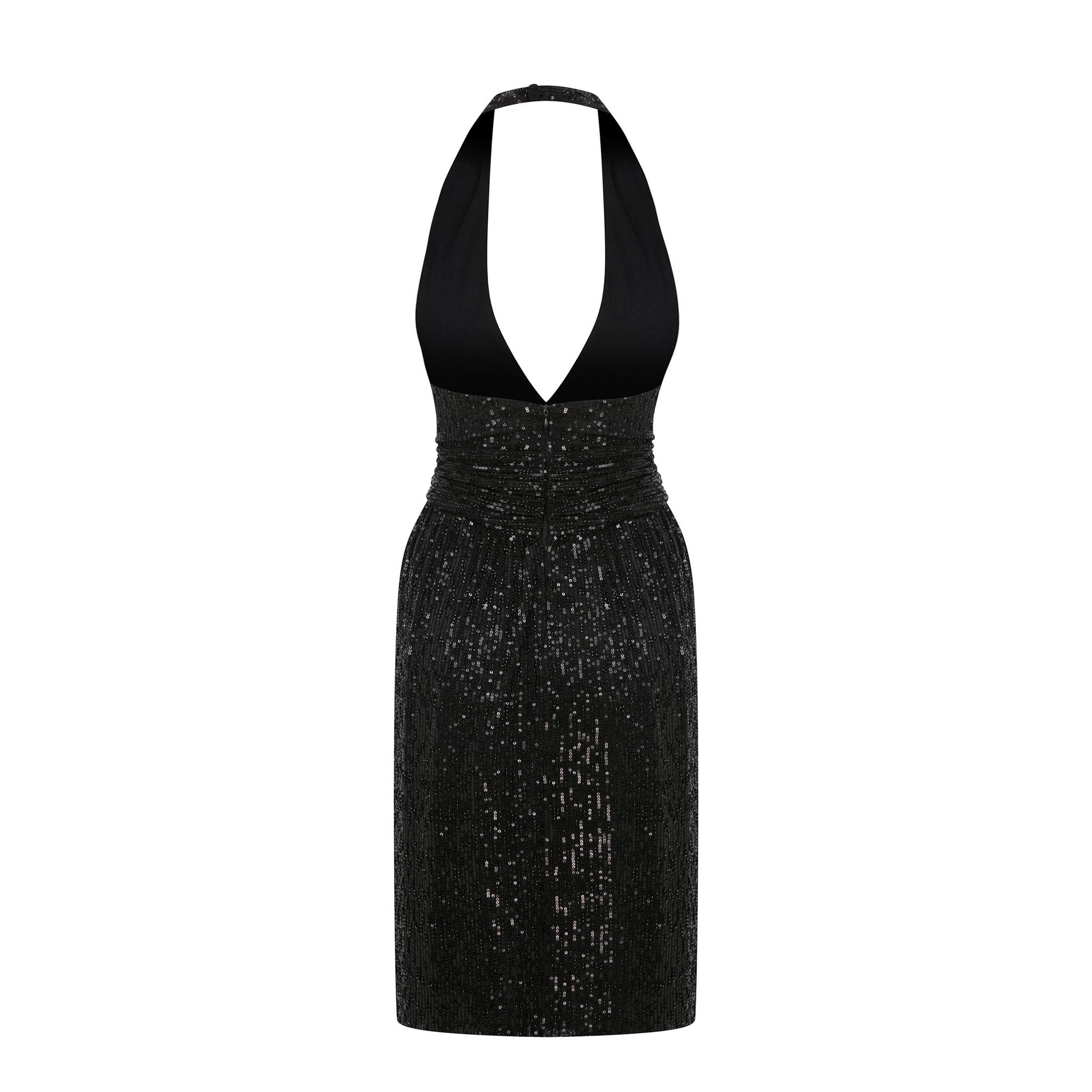 Esra Adıgüzel Moonlit – Halter Neckline Deep V-Decollete Embroidered Dress