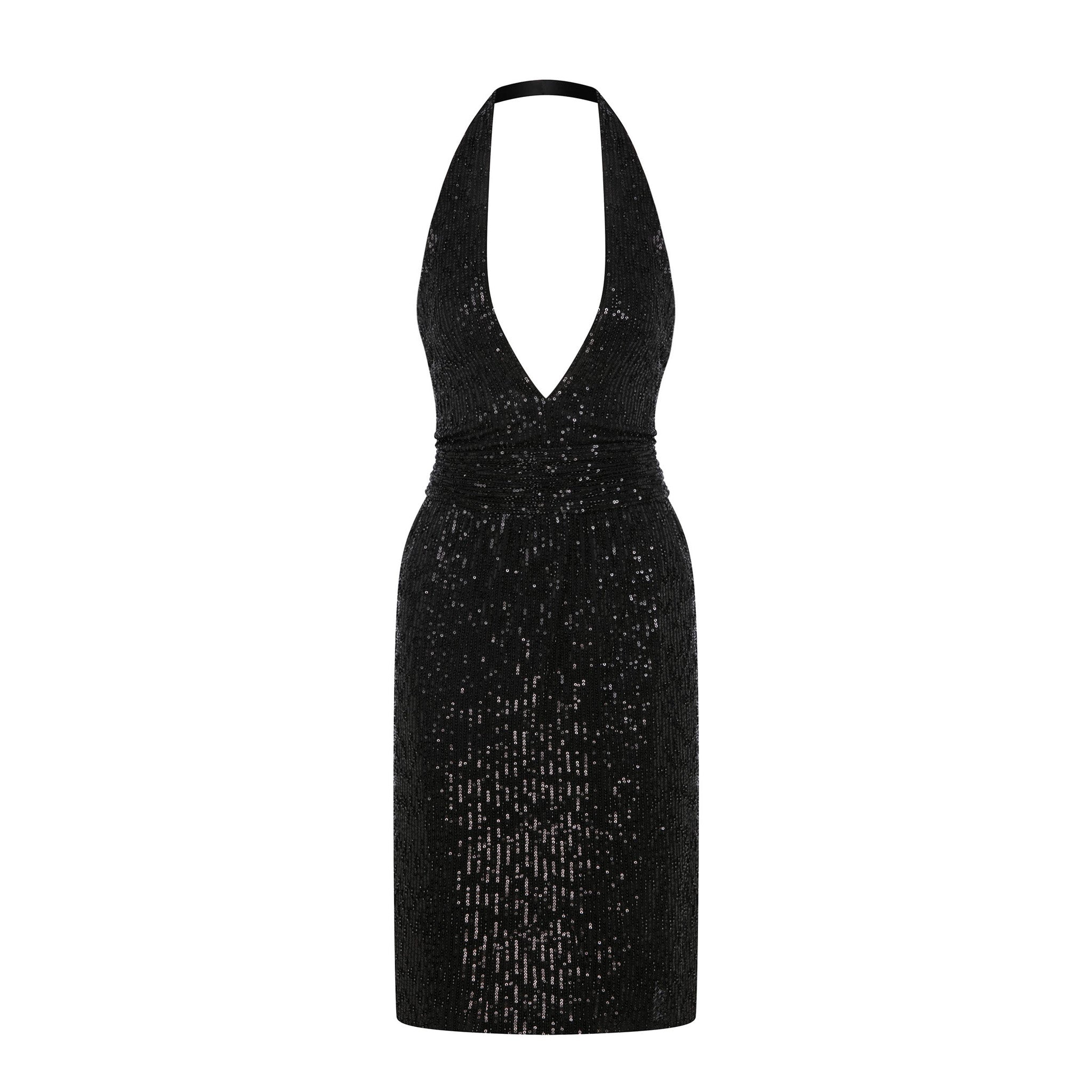 Esra Adıgüzel Moonlit – Halter Neckline Deep V-Decollete Embroidered Dress