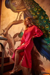 Sadie and Dione Regina Fuschia Satin Dress