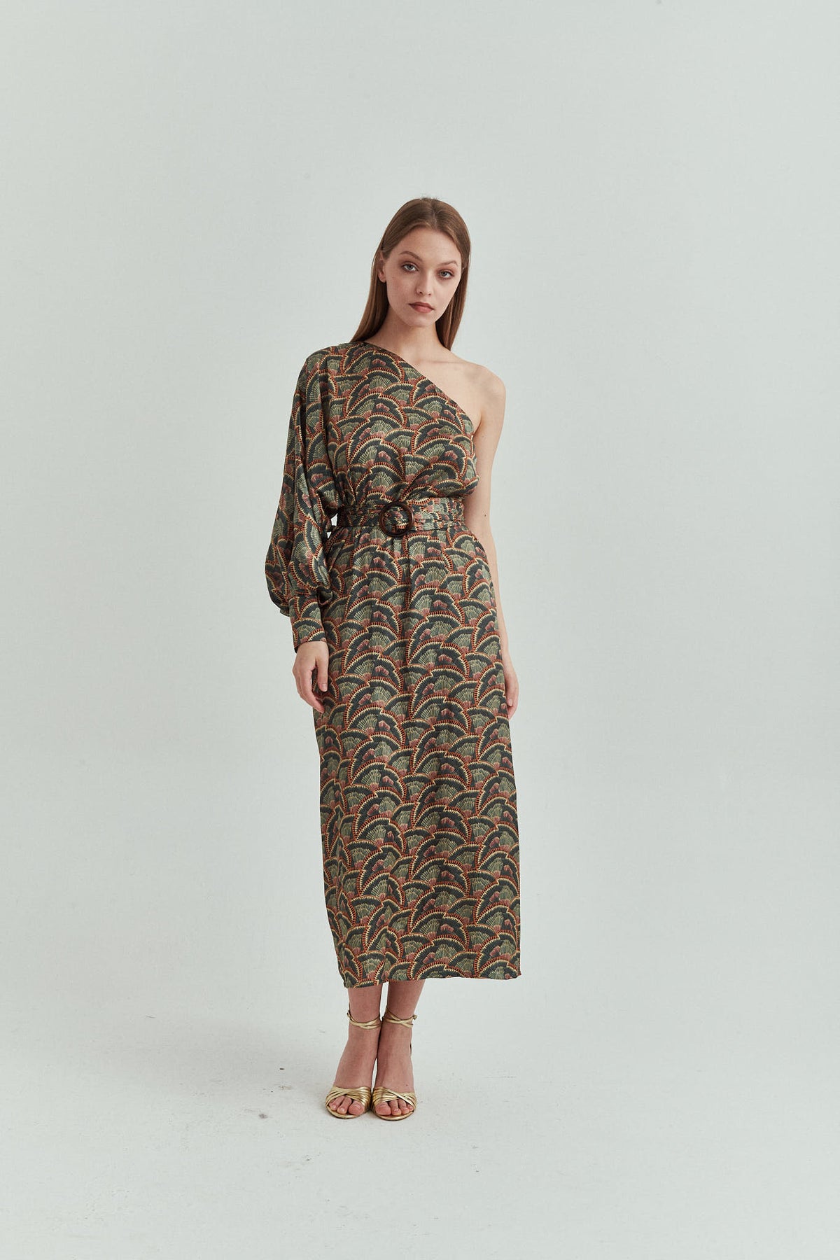 Sadie and Dione Helene One Shoulder Dress in Icarus
