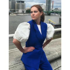 Sleeveless Cotton Blazer (Royal Blue)