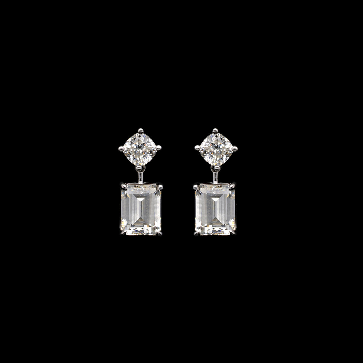 SooSilkyGems BAGUETTE SOLITAIRE DROP EARRINGS