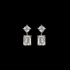 SooSilkyGems BAGUETTE SOLITAIRE DROP EARRINGS