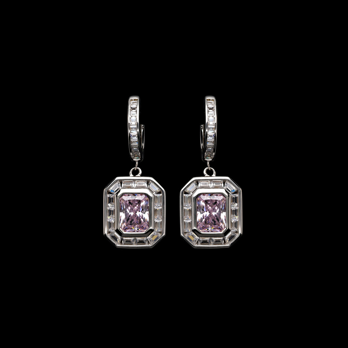 SooSilkyGems PAVE BAGUETTE EARRINGS