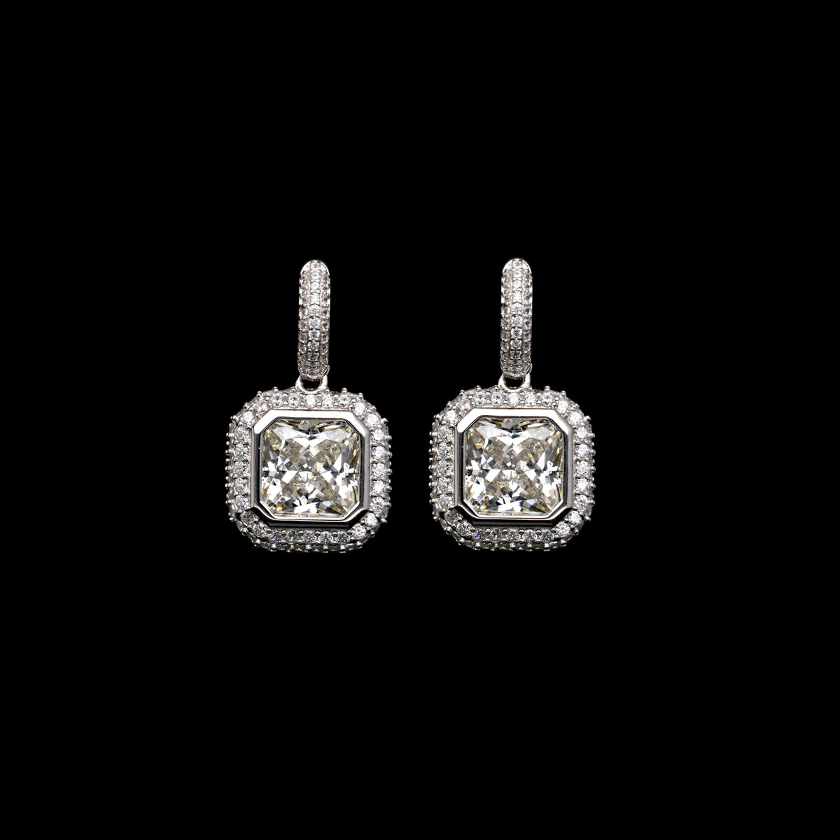 SooSilkyGems PAVESIDE CARRE DROP EARRINGS