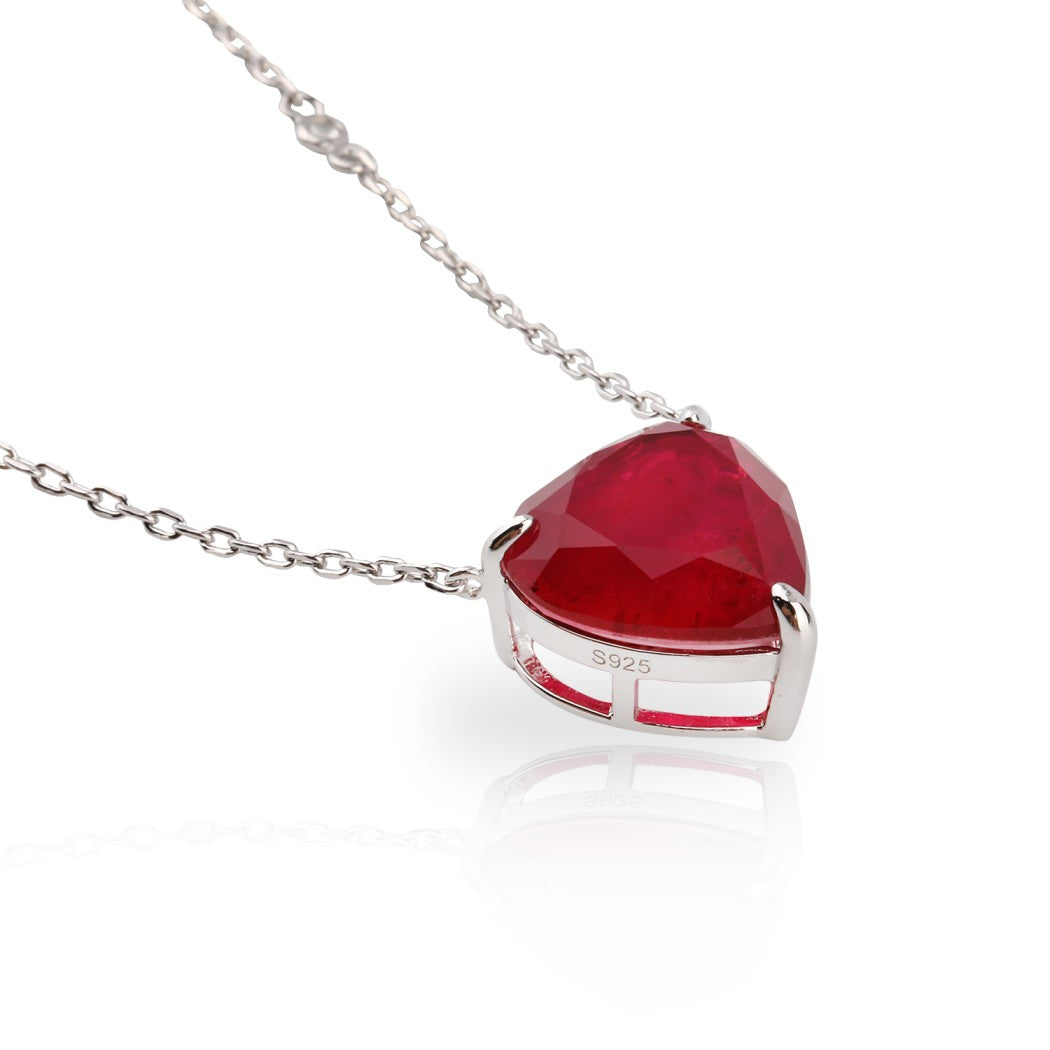 SooSilkyGems COLOR HEART SOLITAIRE CHAIN NECKLACE