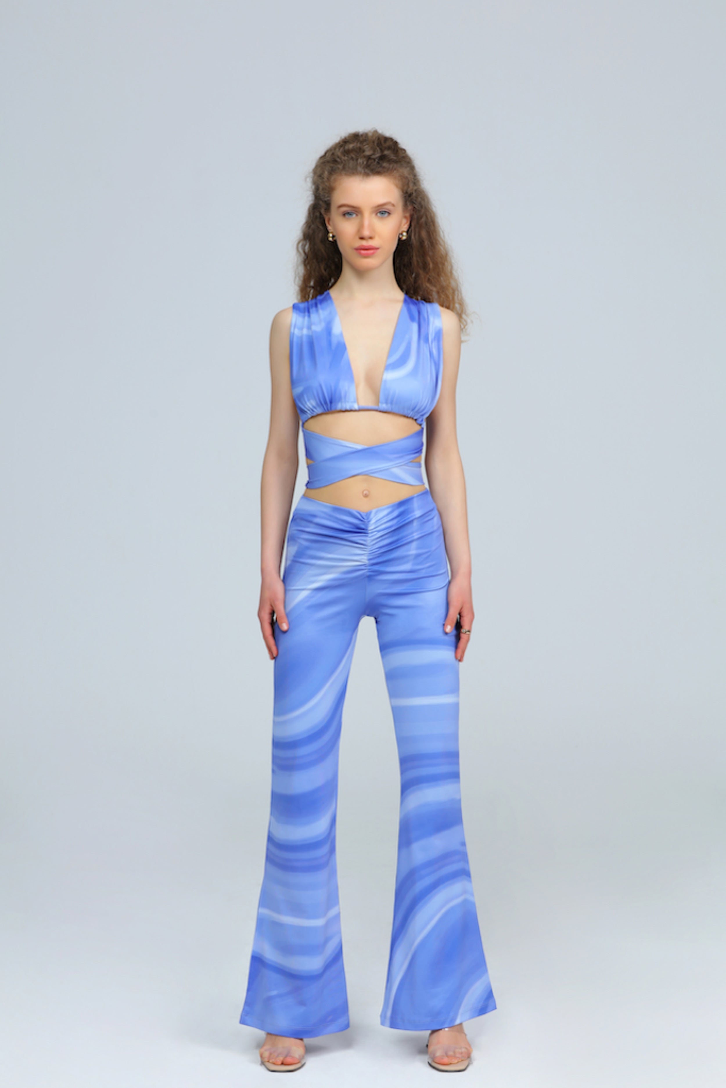 Wear Three Points Purple Iris Tie-up Bustier