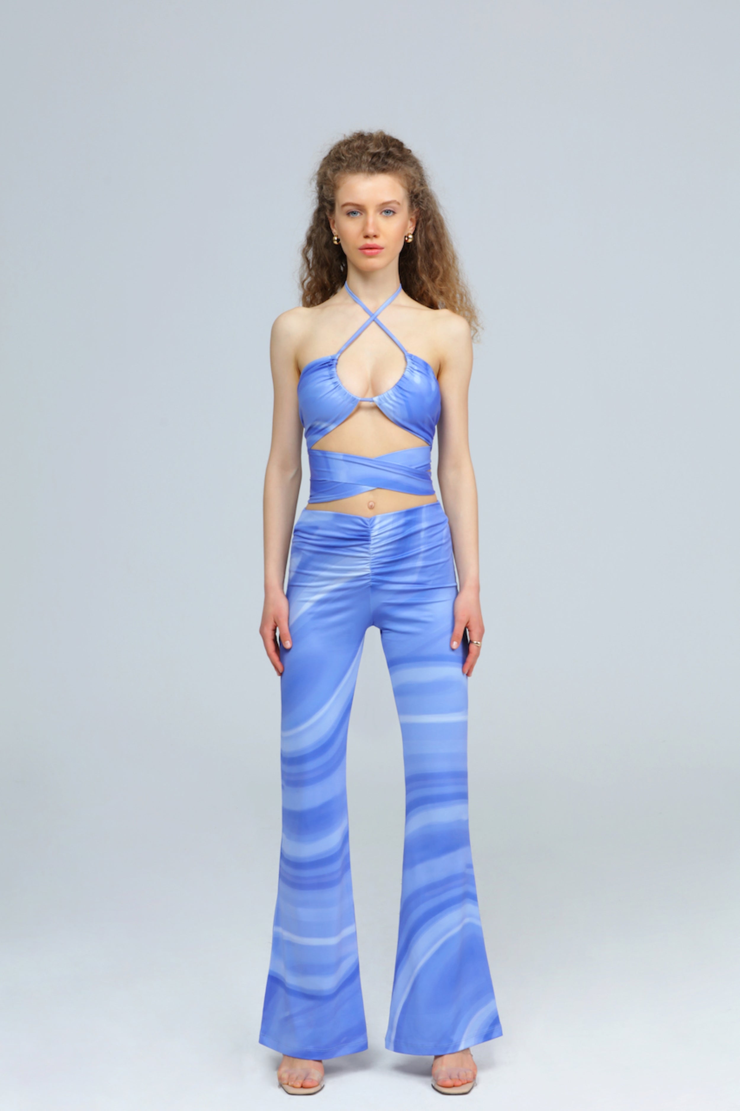 Wear Three Points Purple Iris Tie-up Bustier