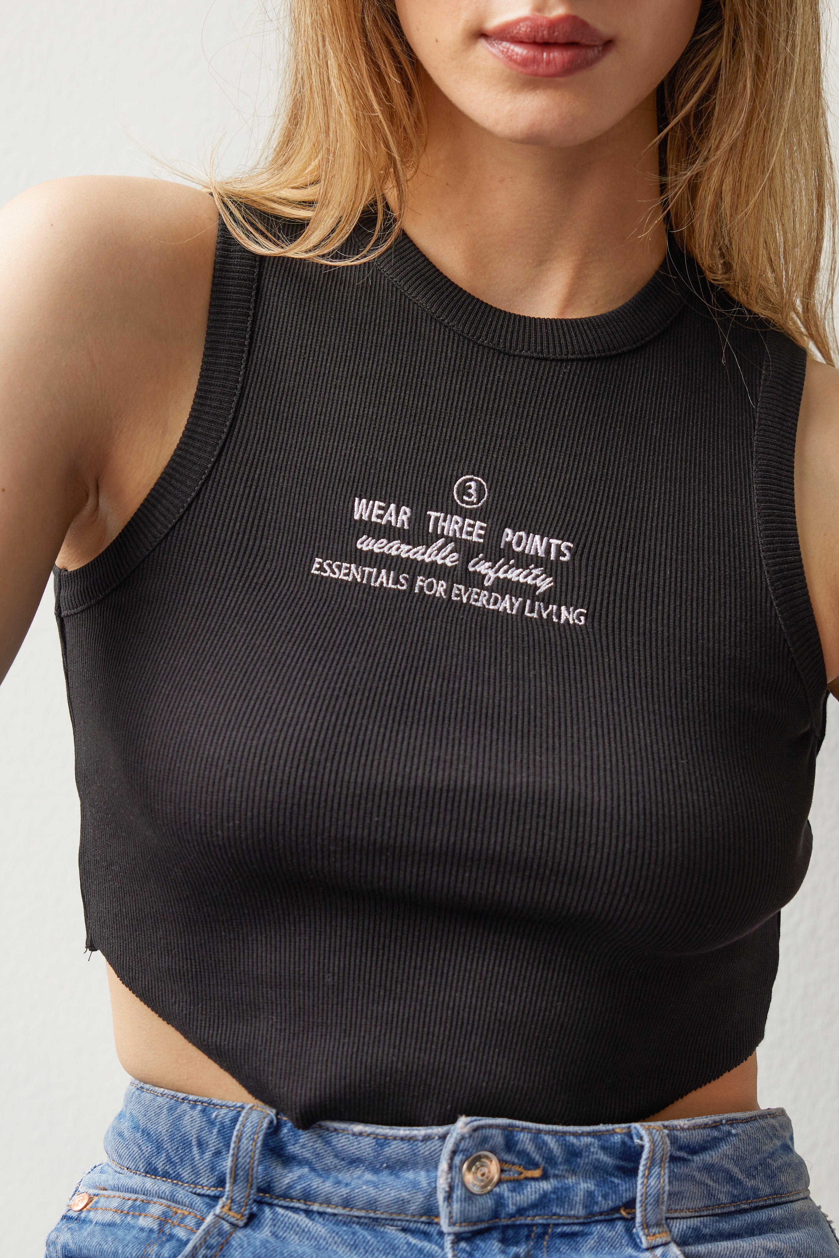 Wear Three Points Black Infinity Crop Camisole
