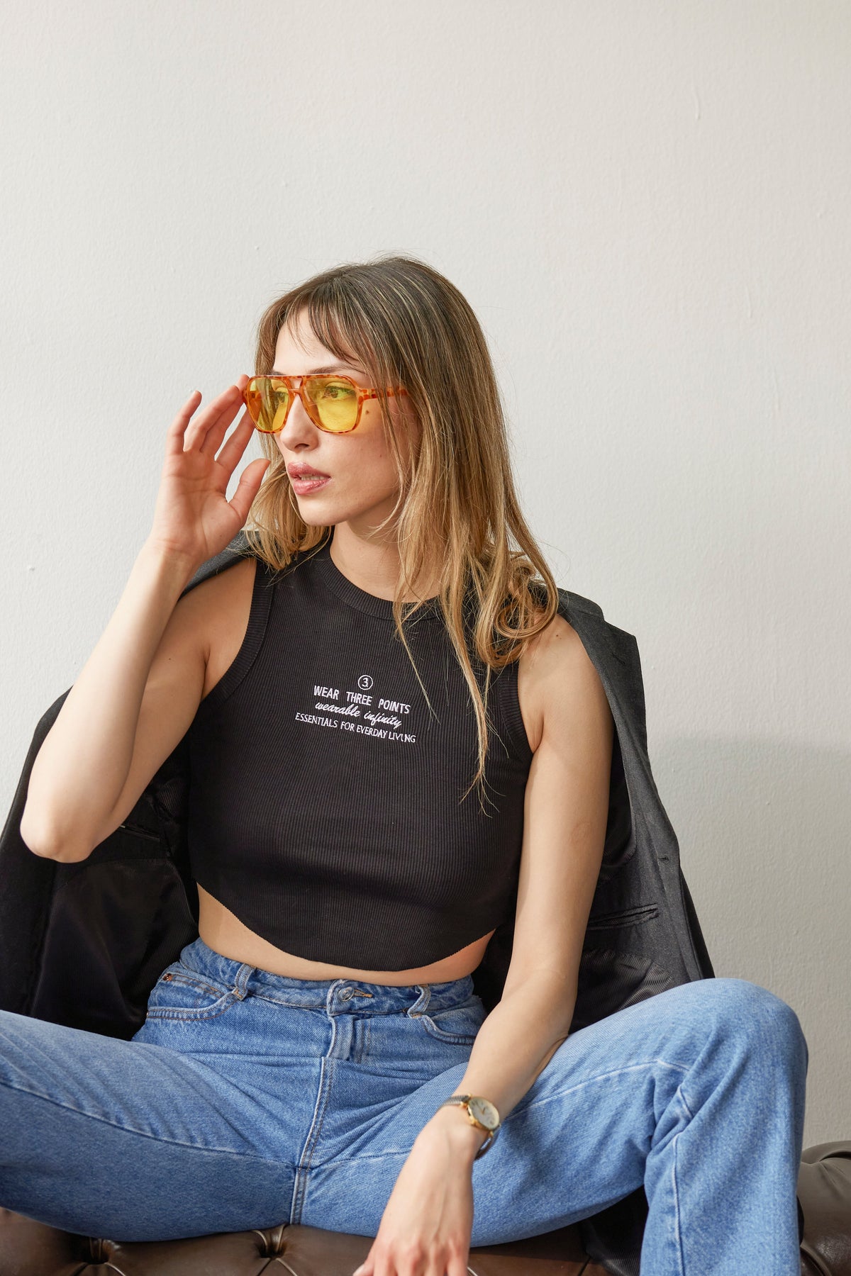 Wear Three Points Black Infinity Crop Camisole