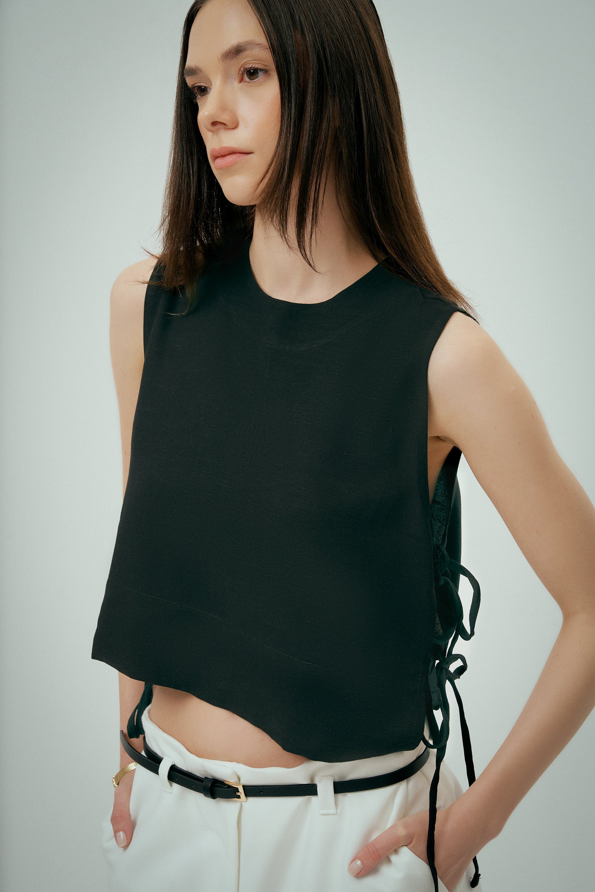 Wear Three Points Black Luna Linen Top