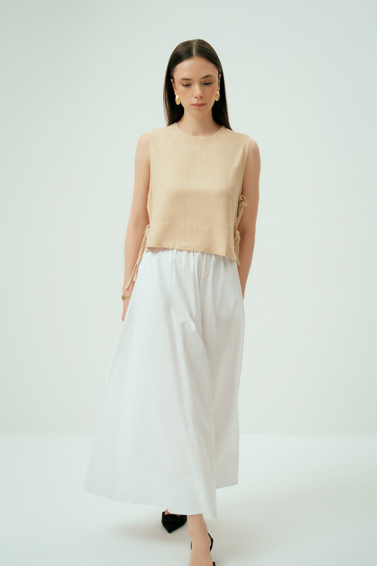Wear Three Points Ecru Luna Linen Top