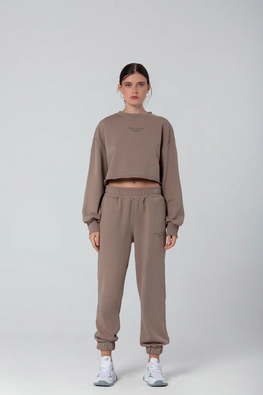 Wear Three Points Brown Jolie Crop Sweatshirt