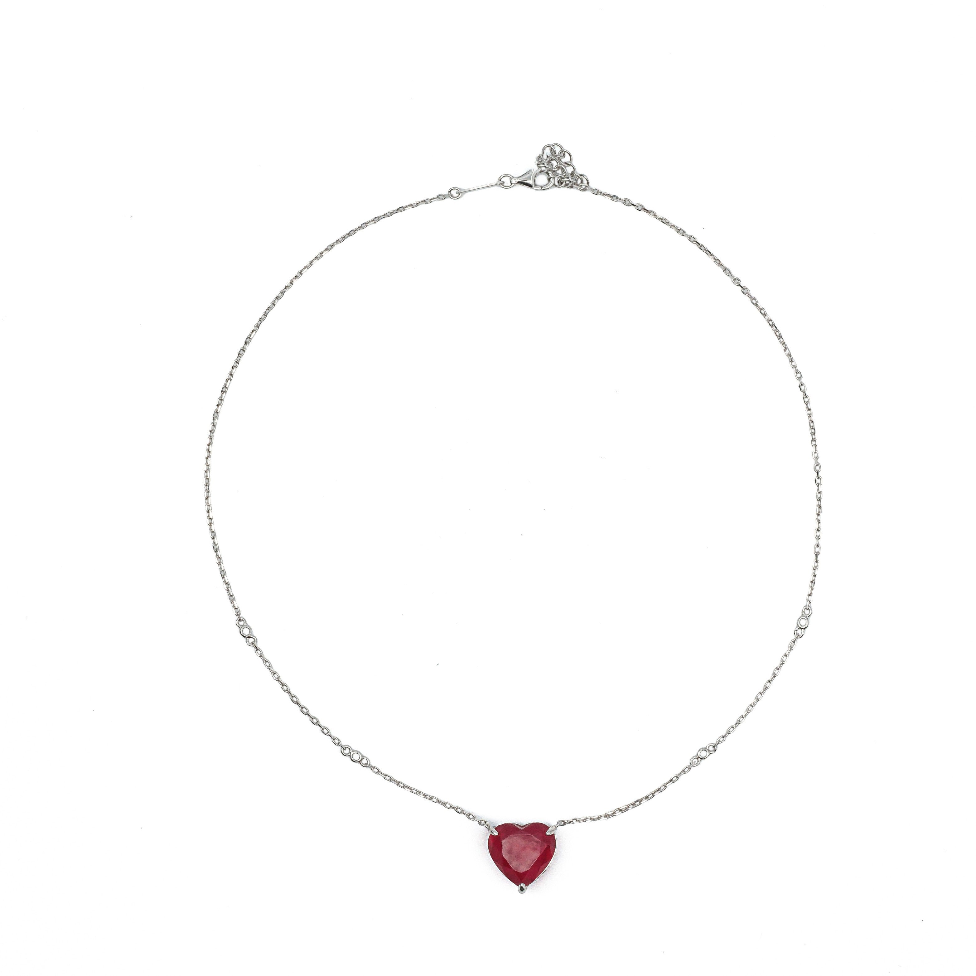 SooSilkyGems COLOR HEART SOLITAIRE CHAIN NECKLACE