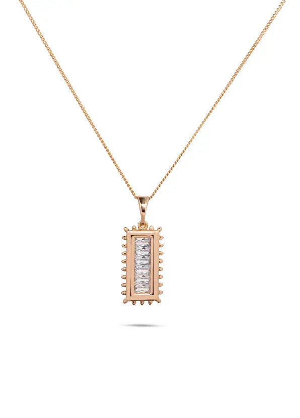 Chaseldor Alberta Zircon Stone Rose Gold Plated Women's Brass Necklace