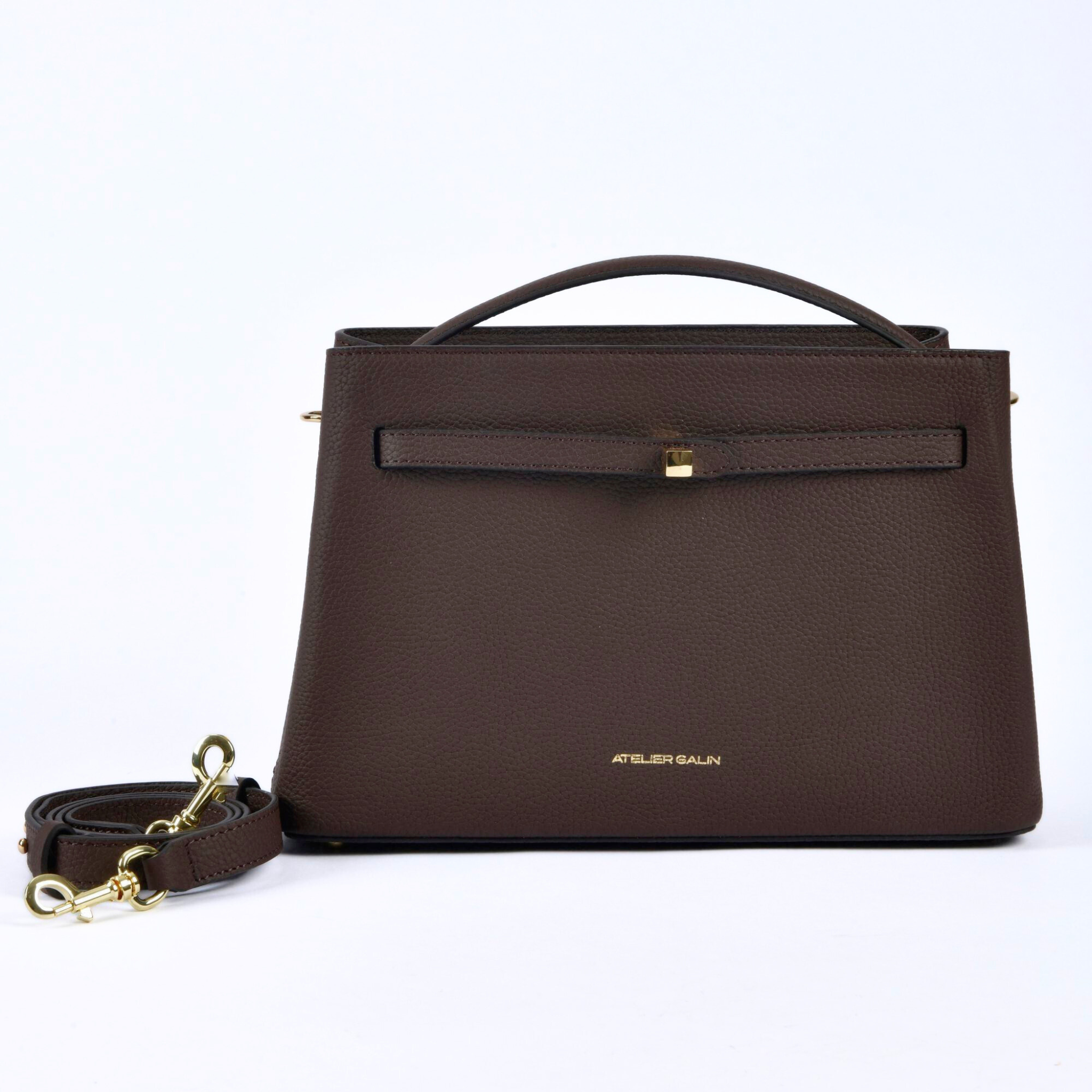 Atelier Galin Cube Lock Bag - Choco