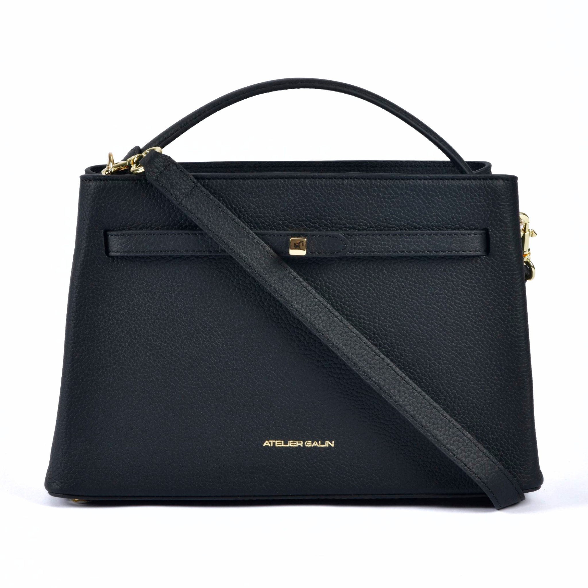 Atelier Galin Cube Lock Bag - Black & Gold