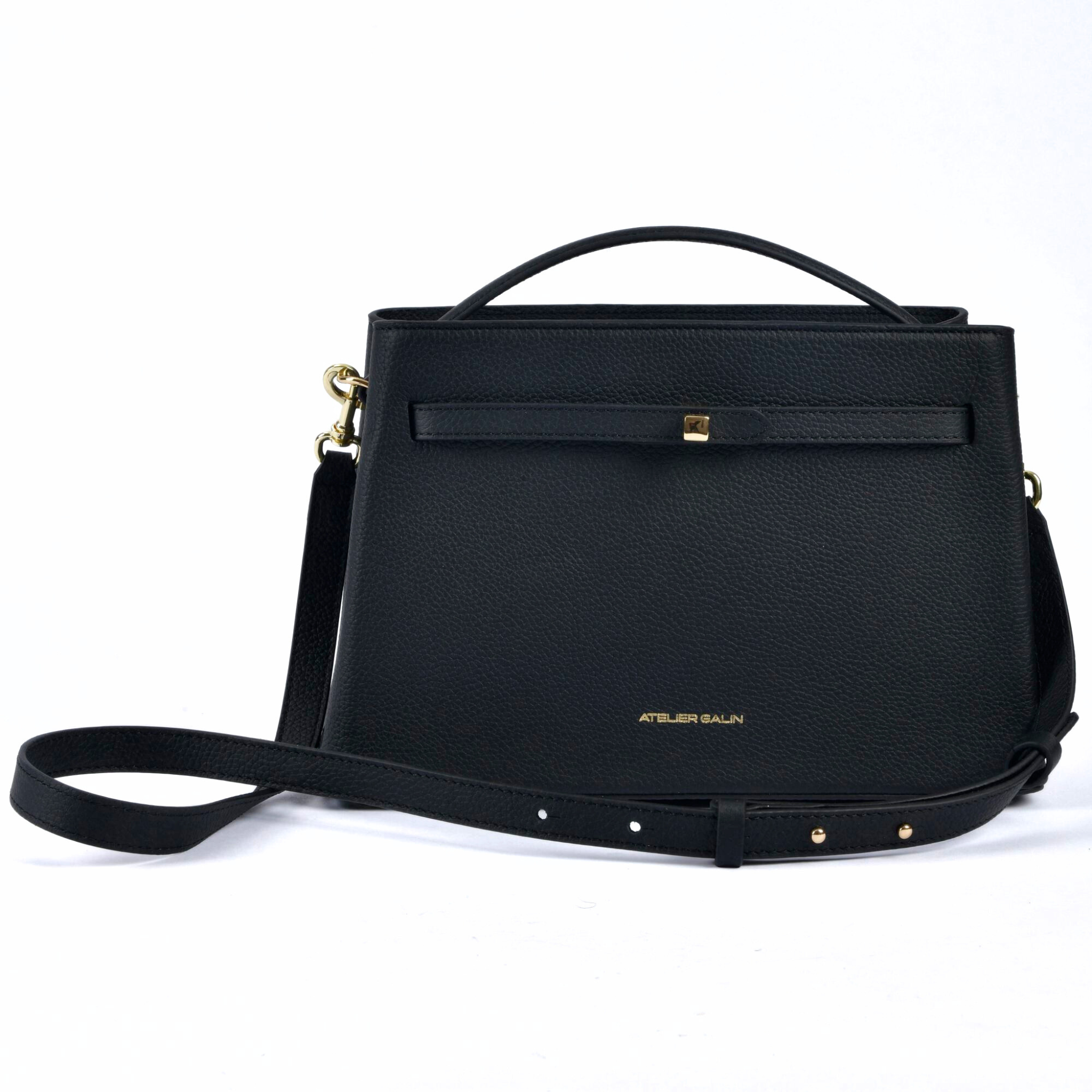 Atelier Galin Cube Lock Bag - Black & Gold