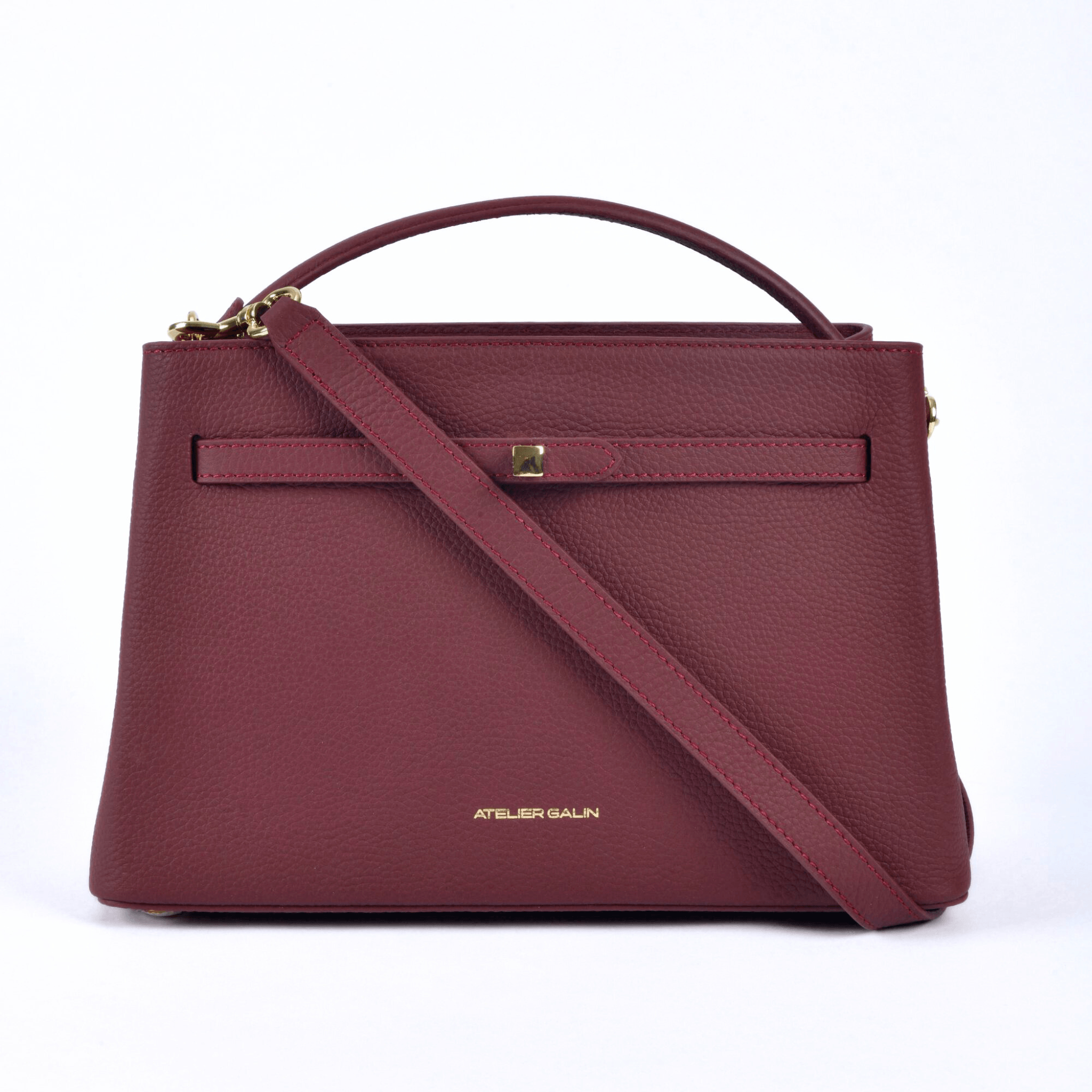Atelier Galin Cube Lock Bag - Merlot