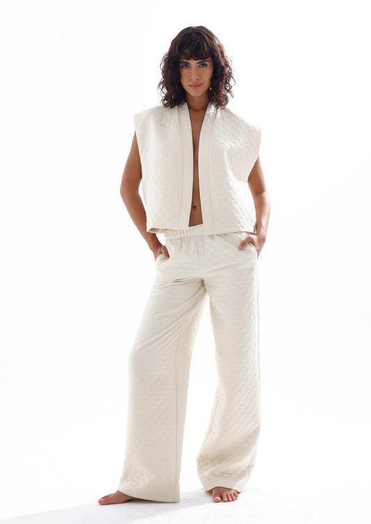 GLAZKA Ecru Quilted Comfy Set