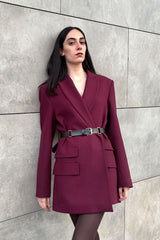 Crescent Line Rosette Blazer Ceket Elbise