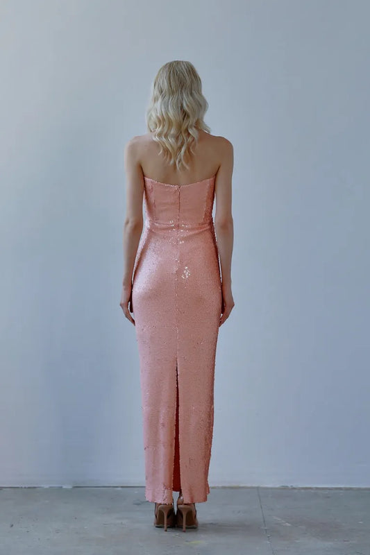 Saléa Charlotte Sequin Salmon Pink Maxi