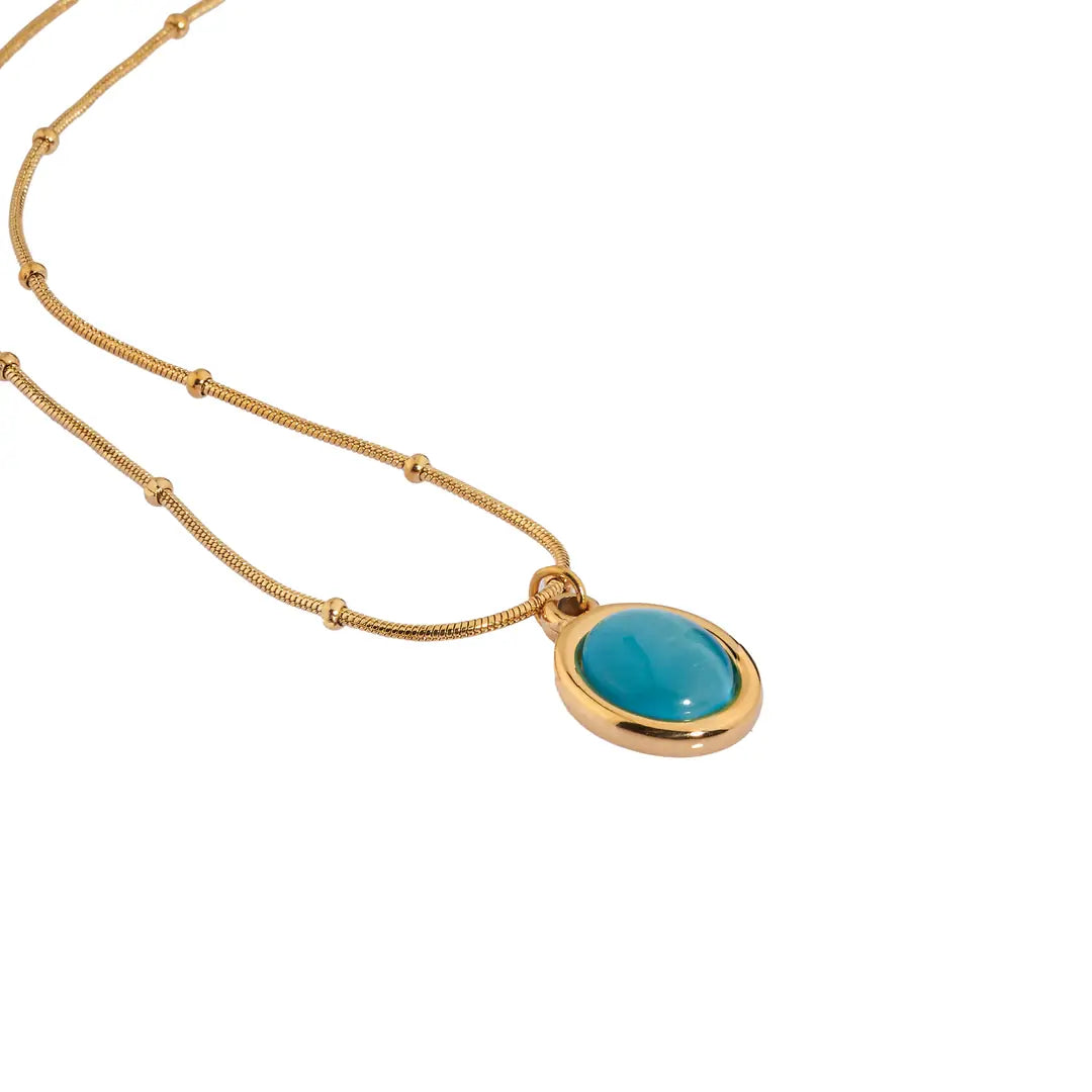 Chaseldor Oval Stone Gold Necklace