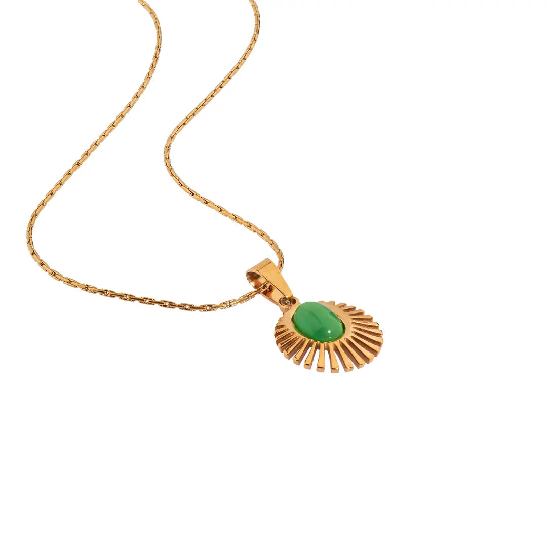 Chaseldor Oval Stone Sun Necklace