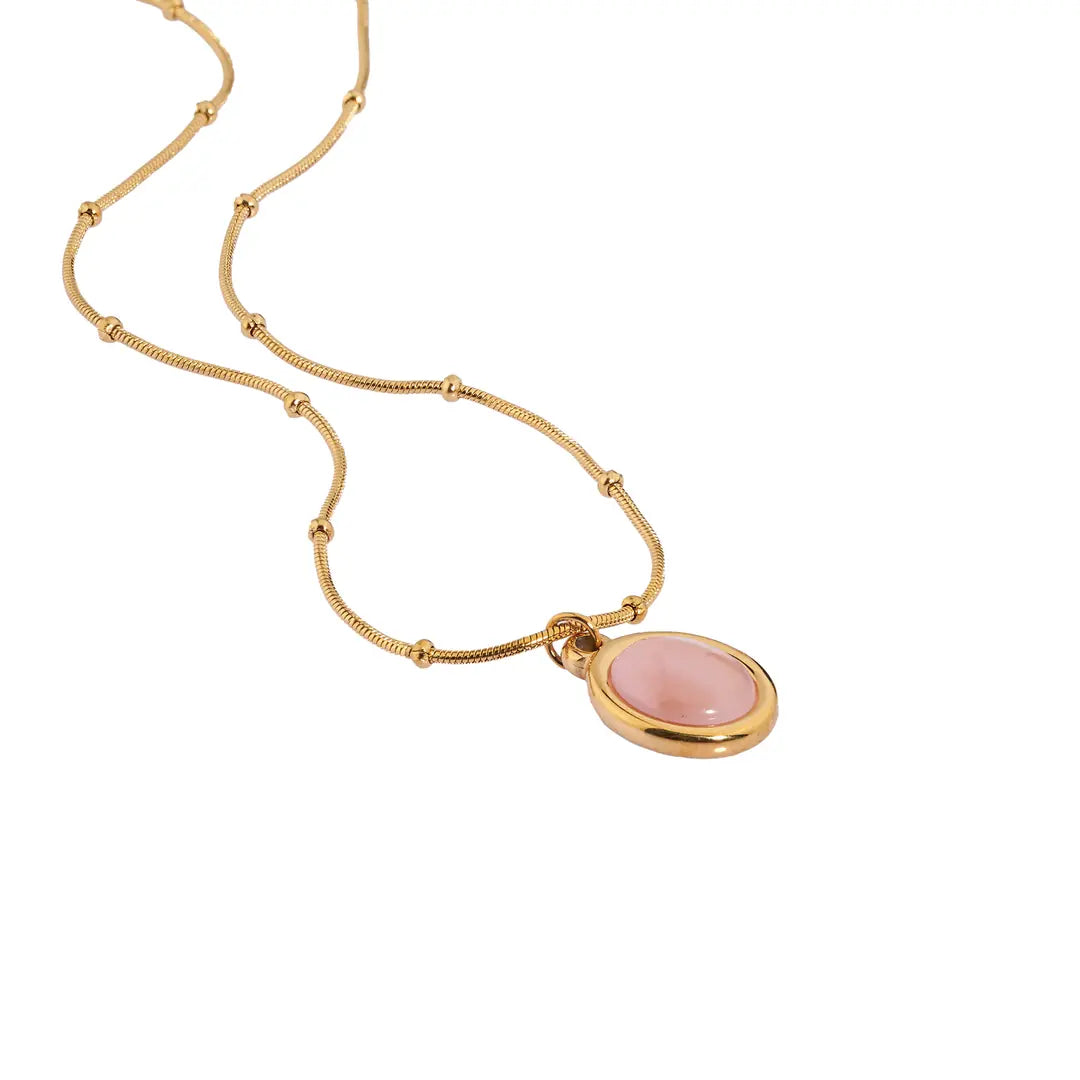 Chaseldor Oval Stone Gold Necklace