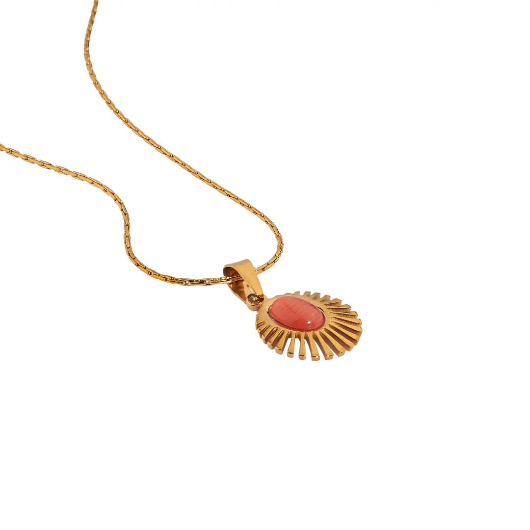 Chaseldor Oval Stone Sun Necklace